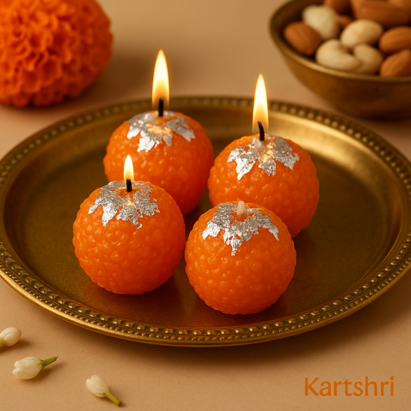 Kartshri Laddu Candle – Festive Delight (Set of 4)